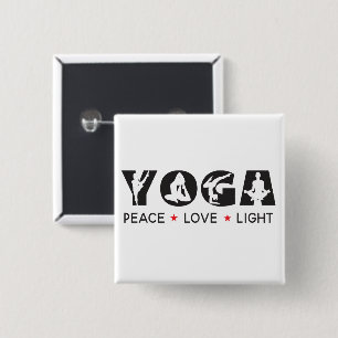Badge Carré 5 Cm Yoga - Peace Love Light