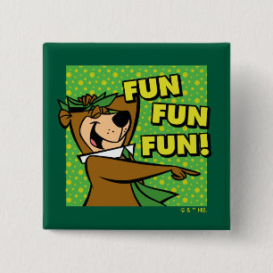 Badge Carré 5 Cm Yogi Bear Fun Amusant