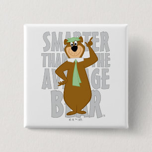 Badge Carré 5 Cm Yogi "Plus Intelligent Que L'Ours Moyen"
