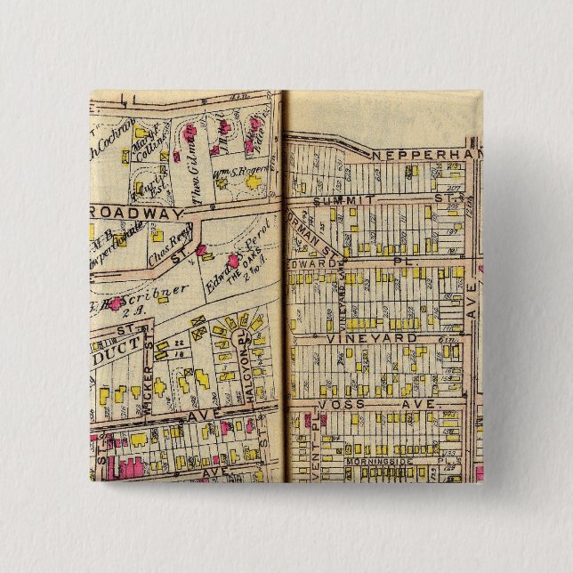 Badge Carré 5 Cm Yonkers, New York 9 (Devant)