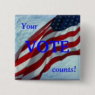 Badge Carré 5 Cm Your Vote Counts - Election Button