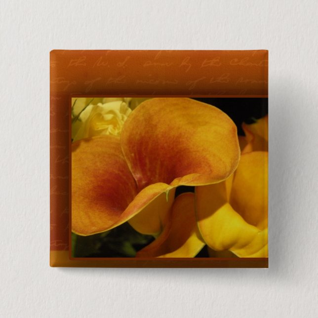 Badge Carré 5 Cm Zantedeschia jaune (Devant)