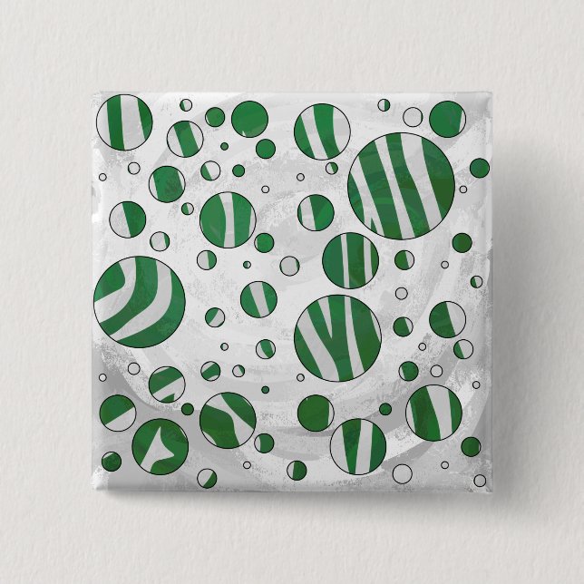 Badge Carré 5 Cm Zebra Green et White Polka Dot (Devant)