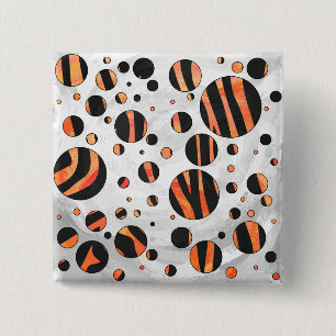 Badge Carré 5 Cm Zebra Pois noirs et orange