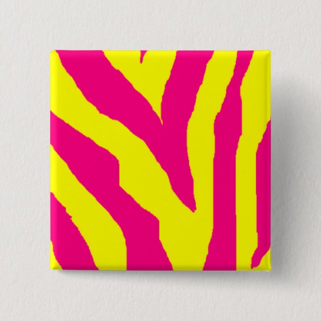 Badge Carré 5 Cm Zèbre jaune et rose (Devant)