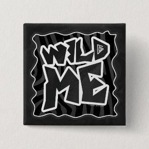 Badge Carré 5 Cm Zèbre Sauvage noir et gris
