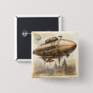 Badge Carré 5 Cm Zeppelin Steampunk vintage (12)