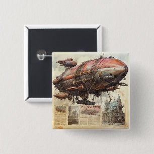 Badge Carré 5 Cm Zeppelin Steampunk vintage (9)