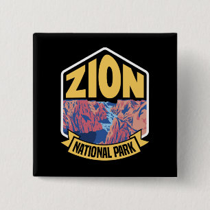Badge Carré 5 Cm Zion National Park Utah Retro