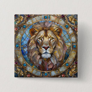 Badge Carré 5 Cm Zodiaque - Léon le Lion