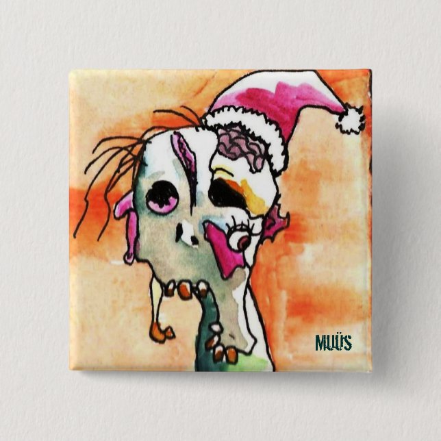 Badge Carré 5 Cm Zombi d'esprit de vacances (Devant)
