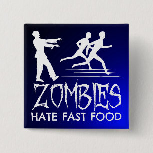 Badge Carré 5 Cm Zombies Hait Fast Food