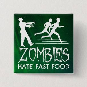 Badge Carré 5 Cm Zombies Hait Fast Food