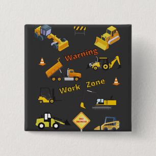 Badge Carré 5 Cm Zone de travail d'avertissement de construction