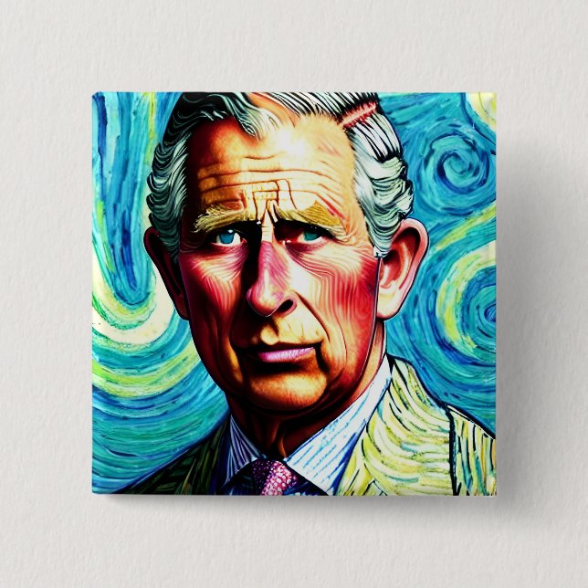 Badge Carré King Charles III 15 Cm (Devant)