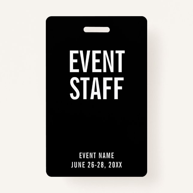 Badge Carte d'accès Black All Access du personnel de l'é (Devant)