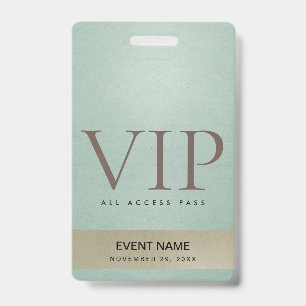 BADGE CARTE D'ACCÈS ÉLÉGANT VIP BLEU AQUA PÂLE OR