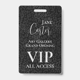 Badge Carte d'accès VIP Léopard Noir Élégant