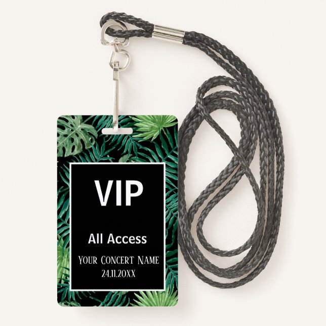 Badge Carte d'accès VIP pour les Feuilles de palme tropi (Devant avec lanière)