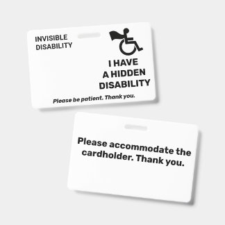 Badge Carte d'alerte de handicap invisible personnalisée