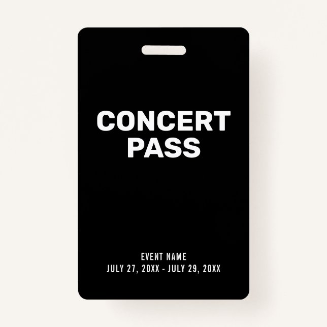 Badge Carte de concert Noir et blanc Insigne personnalis (Devant)