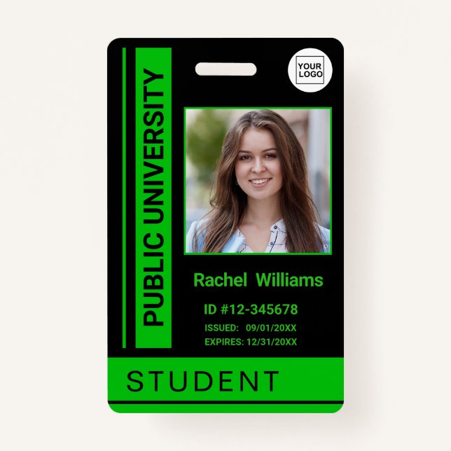 Badge Carte de l'étudiant école vert de l'université (Devant)