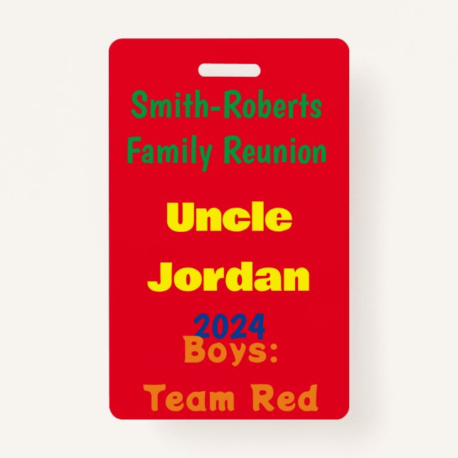 Badge Carte de nom de réunion famille (Devant)