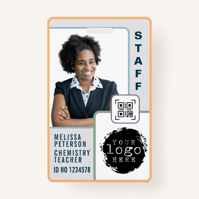 Badge Carte de nom photo de l'enseignant moderne personn (Devant)