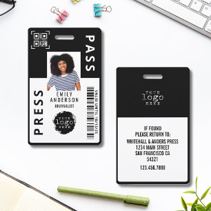 Badge Carte de presse personnalisée avec photo et logo