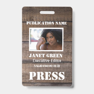 Badge Carte de presse personnalisée rustique de journali