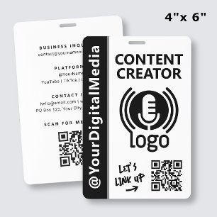 Badge Carte de réseau pour créateurs de contenu moderne 