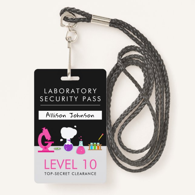 Badge Carte de sécurité du parti Girly Science (Devant avec lanière)