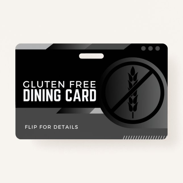 Badge Carte de sécurité du restaurant pour repas sans gl (Devant)