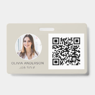 Badge Carte de visite photo QR Code Terracotta