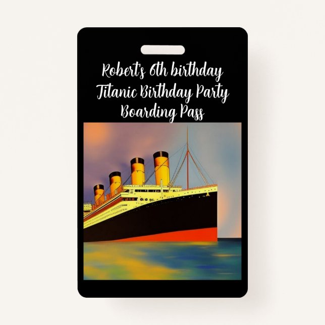 Badge Carte d'embarquement pour la fête d'anniversaire (Devant)