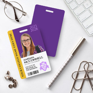 Badge Carte d'étudiant de l'université scolaire Purple G