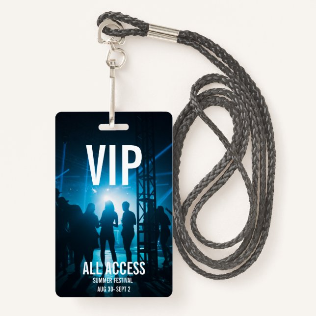 Badge Carte d'événement VIP All-Access personnalisée (Devant avec lanière)
