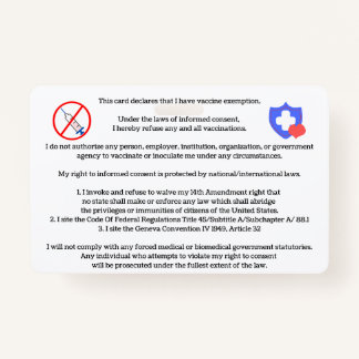Badge Carte d'exemption de vaccin