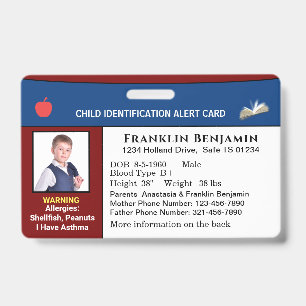 Badge Carte d'identification alerte personnalisée avec p