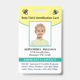 Badge Carte d'identité bébé avec photo et nom