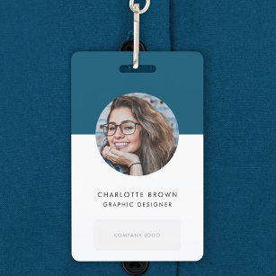 Badge Carte d'identité bleue marine   Nom photo moderne 