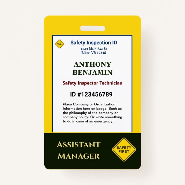 Badge Carte d'identité Carte personnalisée de l'employé (Devant)