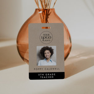 Badge Carte d'identité chic en faux kraft avec logo et p