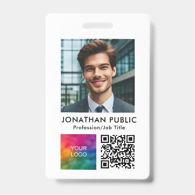 Badge Carte d'identité Code QR du logo de l'entreprise p (Front)