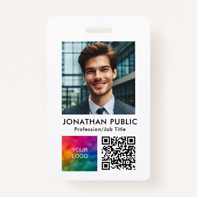 Badge Carte d'identité Code QR du logo de l'entreprise p (Devant)