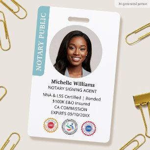 Badge Carte d'identité d'agent de signature de notaire p