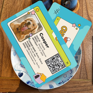Badge Carte d'identité de chien bleue et colorée avec co