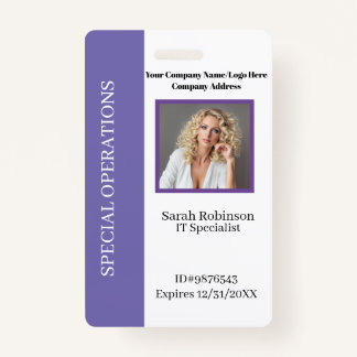 Badge Carte d'identité de la société avec code-barres