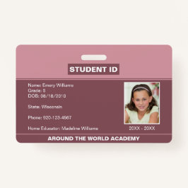 Badge Carte d'identité de l'élève de l'école d'accueil B