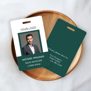 Badge Carte d'identité de l'employé Blanc Vert